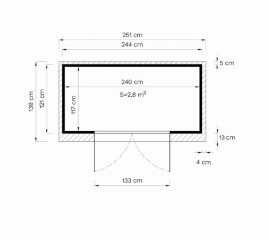 Abri de jardin bois Midway 2 - 244 x 121 cm