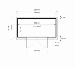 Abri de jardin bois Midway 2 - 244 x 121 cm