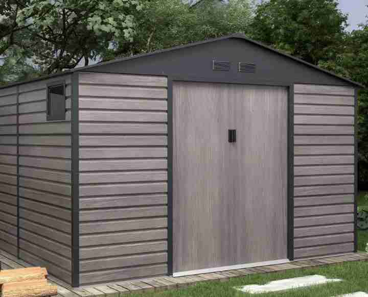 Abri de jardin métal en acier galvanisé effet bois