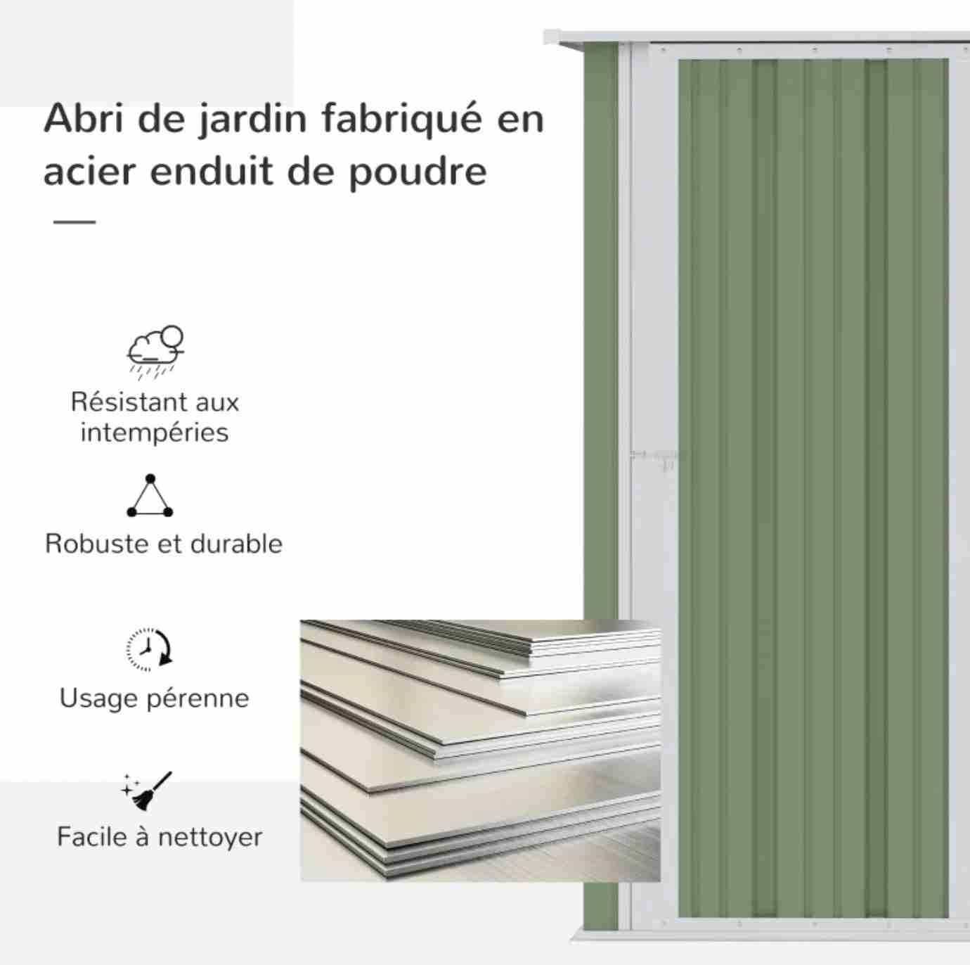 Abri de jardin – 1.2 m² – Cabanon porte à verrouillage