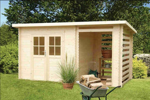 Abri de jardin bois Katy – 4,44 + 3 m² – Prix d’usine