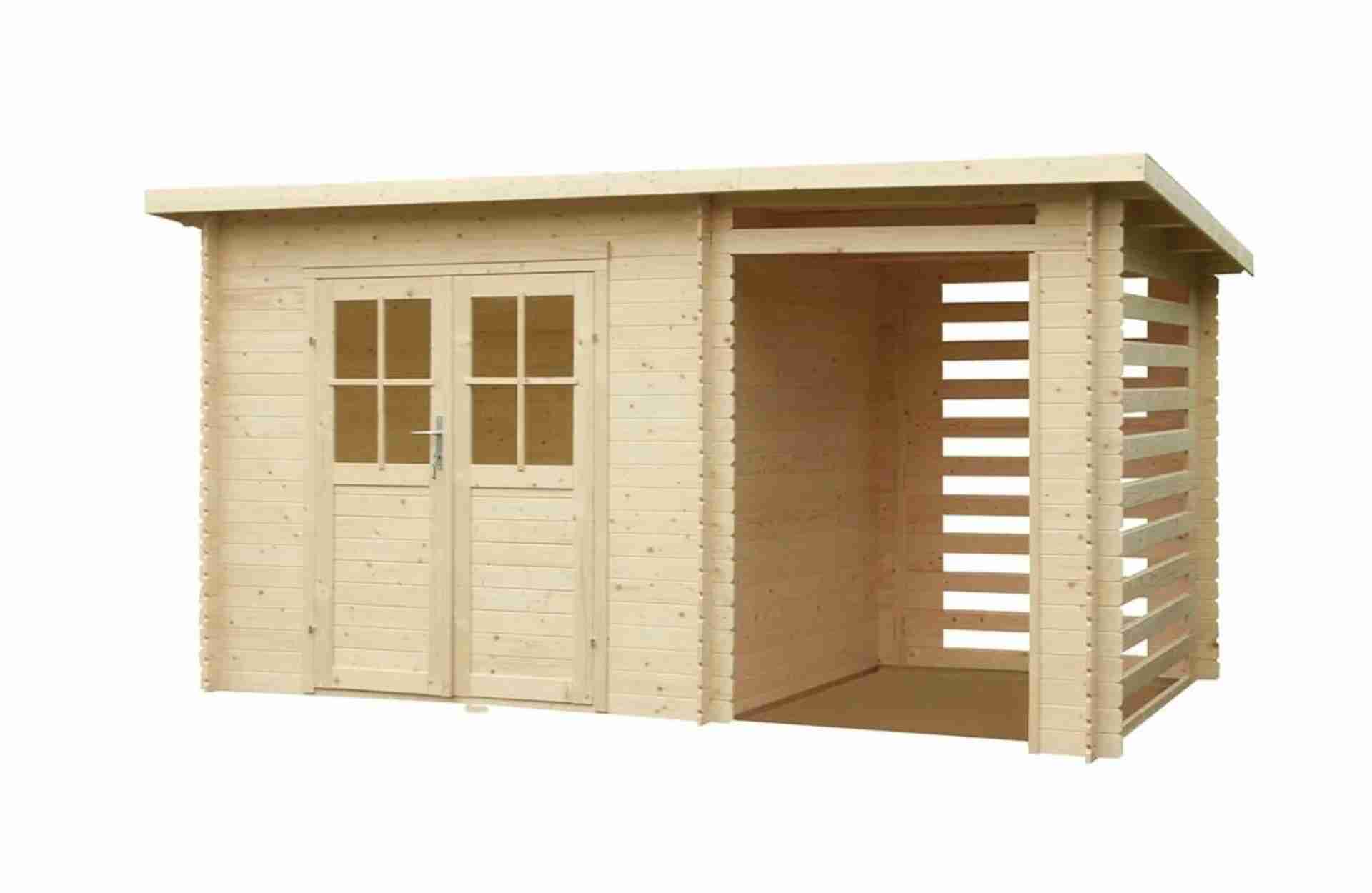 Abri de jardin bois Katy – 4,44 + 3 m² – Prix d’usine