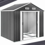 Charger l&#39;image dans la galerie, Abri de jardin en métal gris 257x205x177cm
