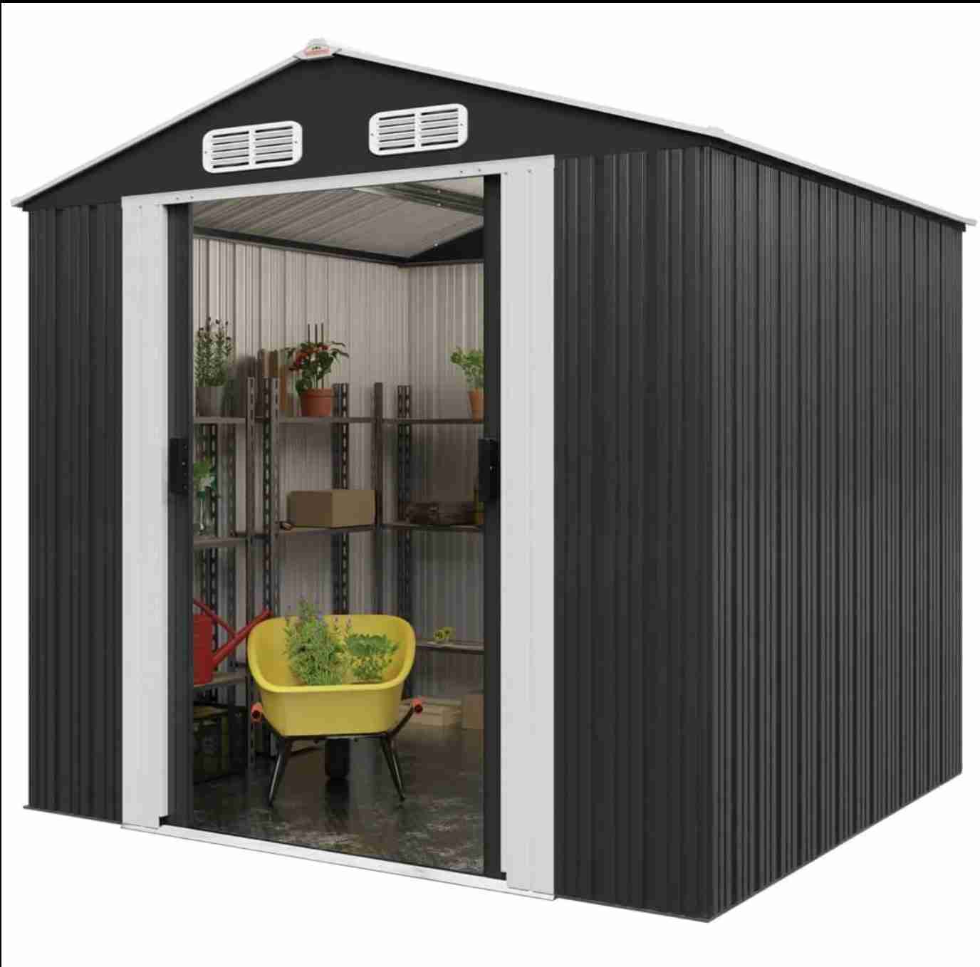 Abri de jardin en métal gris 257x205x177cm